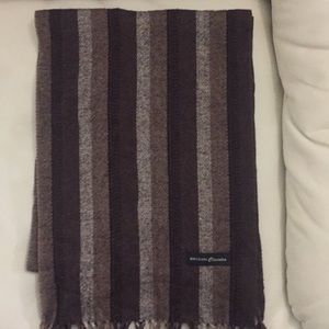 Brown and Beige Fringe Wool Scarf - $5